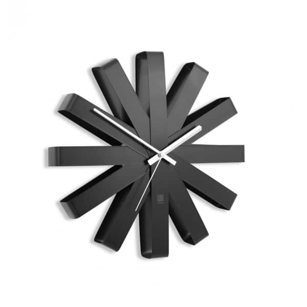 Umbra Ribbon μαύρο μεταλλικό ρολόι τοίχου sales365.gr