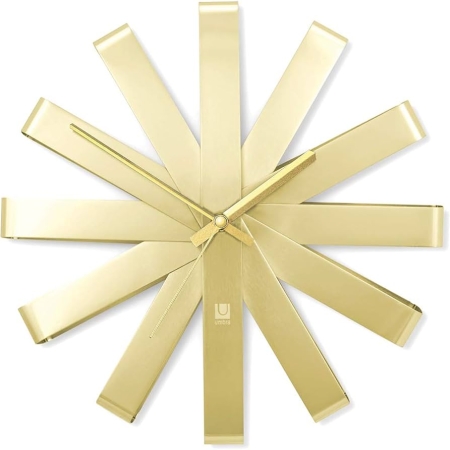 Umbra Ribbon χρυσό μεταλλικό ρολόι τοίχου sales365.gr