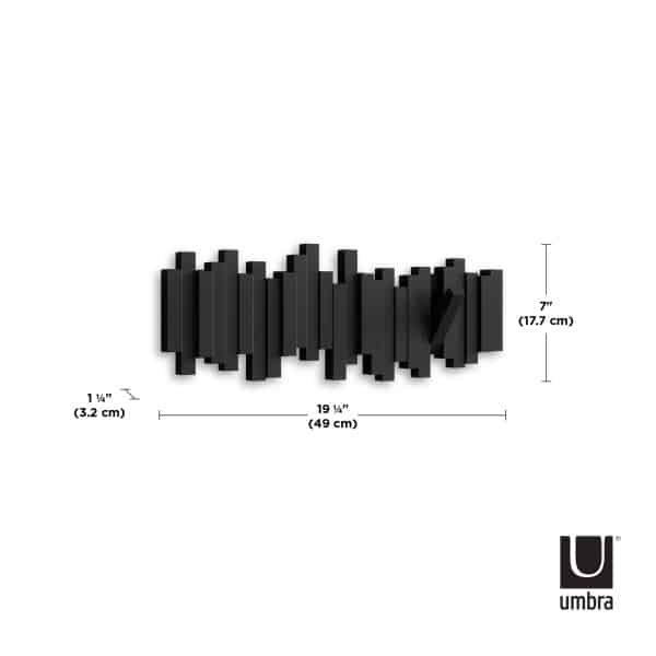 Umbra sticks μαύρη συνθετική κρεμάστρα τοίχου 49.2x18.1εκ 318211-040