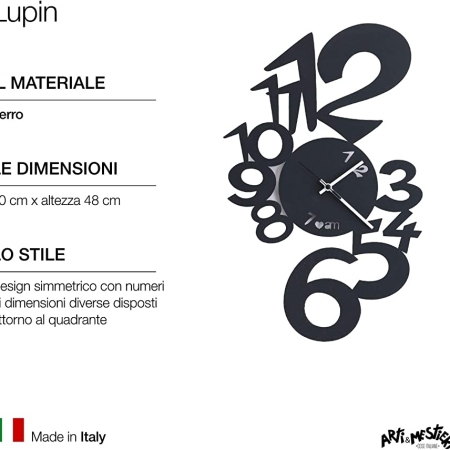 Arti e Mestieri Lupin μεταλλικό ρολόι τοίχου 48Χ30εκ 11019C71