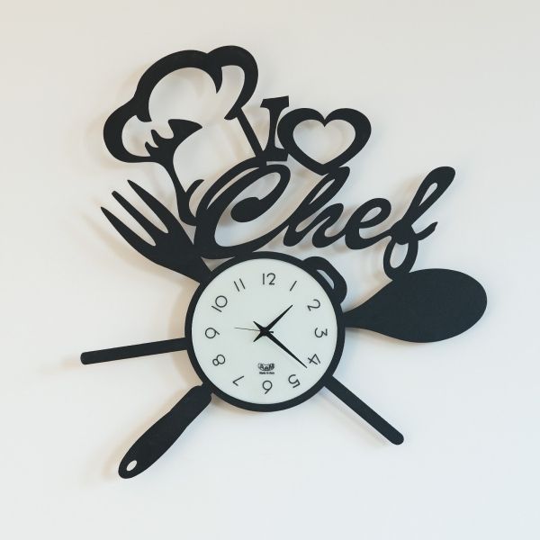 Arti e Mestieri I love chef ρολόι τοίχου μέταλλο γυαλί 50X50εκ.