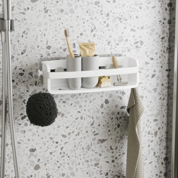 Ράφι μπάνιου με αυτοκόλλητες βεντούζες Umbra flex λευκό